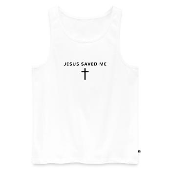 Jesus Saved Me – Minimalist Faith - Men's Premium Organic Tank Top - white - Front - AI Model Male 178 light (178cm)