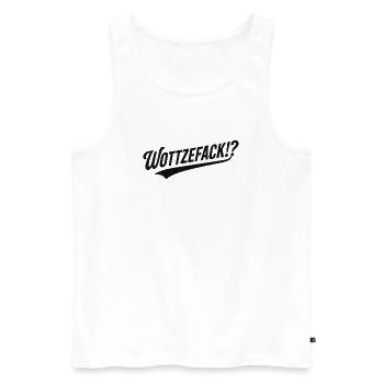 Wottzefack Humor Spruch Lustig Witzig Geschenkidee - Männer Premium Bio Tank Top - Weiß - Vorne - Michal (187cm)