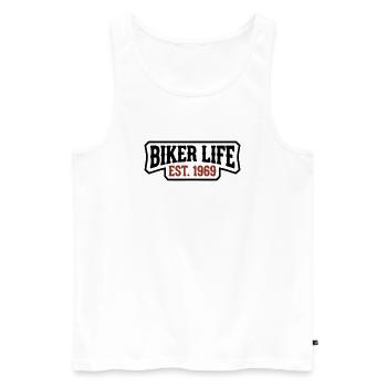 Logo de lettrage Biker Life - Débardeur bio Premium Homme - blanc - Devant - Michal (187cm)