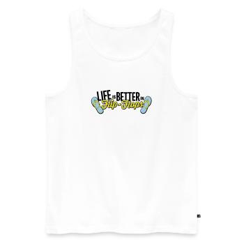 life is better in flop flops - beach summer party - Men's Premium Organic Tank Top - white - Front - AI Model Male 178 light (178cm)