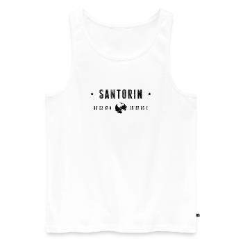Santorin Coordonnées Géographiques Stylisées - Débardeur bio Premium Homme - blanc - Devant - Michal (187cm)