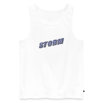 STORM Claim | Storm lettering - Men's Premium Organic Tank Top - white - Front - AI Model Male 178 light (178cm)