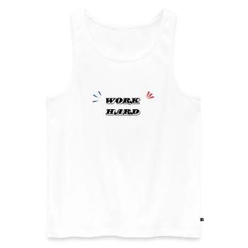 Work Hard Minimal - Men's Premium Organic Tank Top - white - Front - AI Model Male 178 light (178cm)