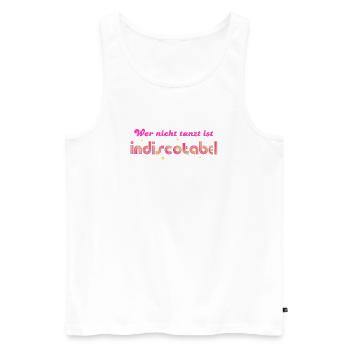 'Wer nicht tanzt ist indiscotabel' Disco Tanzen - Männer Premium Bio Tank Top - Weiß - Vorne - AI Model Male 178 light (178cm)