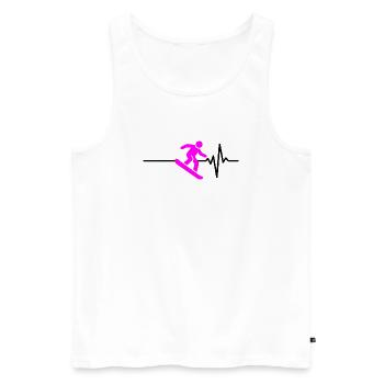 SNOWBOARDEUR BATTEMENT DE CŒUR ROSE, SPORTS D’HIVER - Débardeur bio Premium Homme - blanc - Devant - Michal (187cm)
