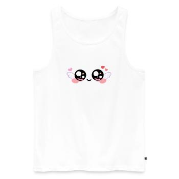 Cupid Eyes – Kawaii Angel Eyes with Wings & Star - Débardeur bio Premium Homme - blanc - Devant - AI Model Male 178 light (178cm)