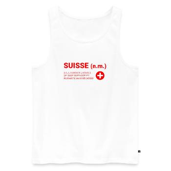 Septante et Nonante Sans Bégayer, fierté suisse - Débardeur bio Premium Homme - blanc - Devant - Michal (187cm)