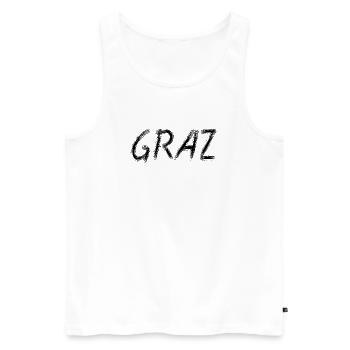 Graz Brush Street Art Noir - Débardeur bio Premium Homme - blanc - Devant - Michal (187cm)