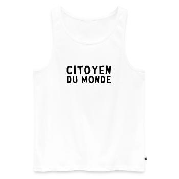revolution / paix / peuple / voyage / écolo / - Débardeur bio Premium Homme - blanc - Devant - AI Model Male 178 light (178cm)