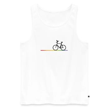 LGBT Fahrradstrecke mit schwarzem Fahrrad - Männer Premium Bio Tank Top - Weiß - Vorne - Michal (187cm)