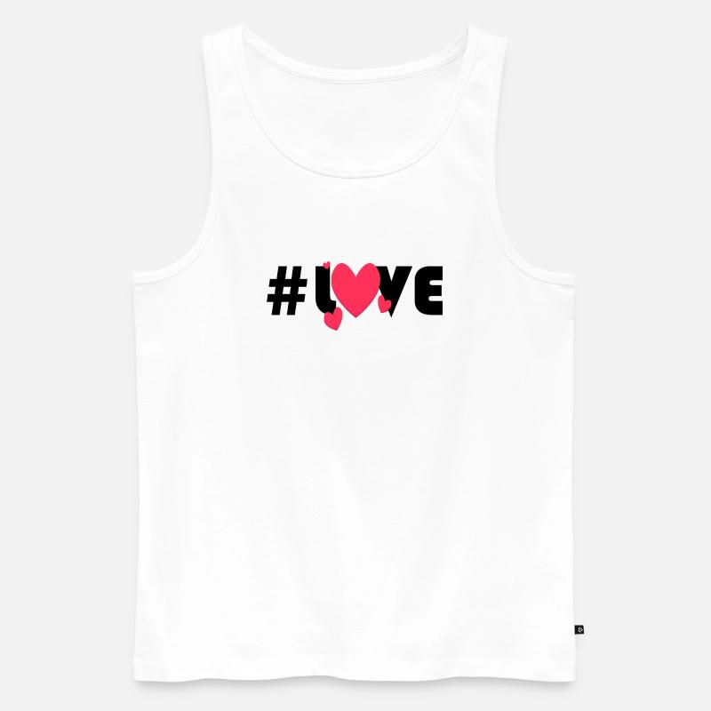 Rote Herzen auf schwarzem Hintergrund - Männer Premium Bio Tank Top - Weiß