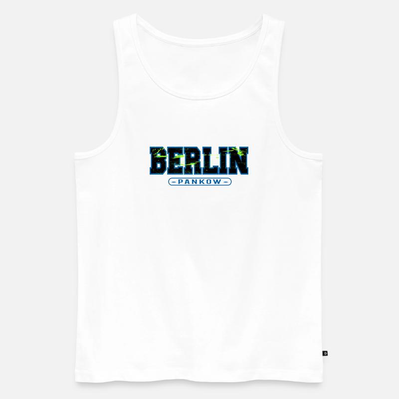 Berlin Pankow Neon-Graffiti - Männer Premium Bio Tank Top - Weiß
