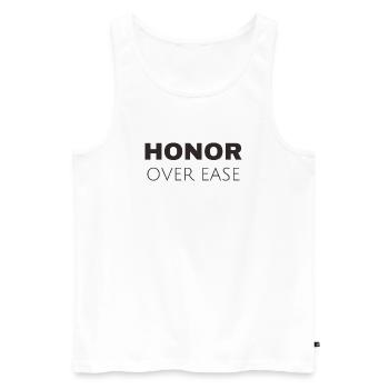L’honneur plutôt que la facilité – Citation de motivation minimaliste - Débardeur bio Premium Homme - blanc - Devant - Michal (187cm)