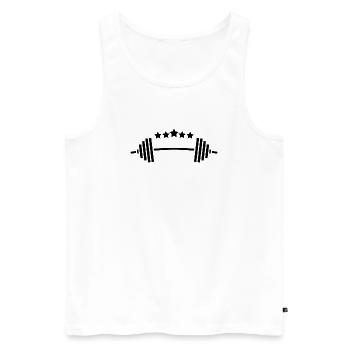 Weights & Stars: Fitness Power Design - Men's Premium Organic Tank Top - white - Front - Michal (187cm)