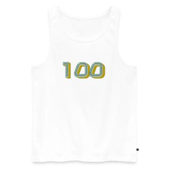 100. 100 ANS. 100e ANNIVERSAIRE. ANNIVERSAIRE 100  - Débardeur bio Premium Homme - blanc - Devant - AI Model Male 178 light (178cm)