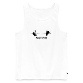 #Maschine: Power, Gewichte & Fitness - Männer Premium Bio Tank Top - Weiß - Vorne - AI Model Male 178 light (178cm)