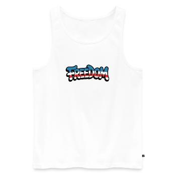 Freedom Typography Statement Design - Men's Premium Organic Tank Top - white - Front - AI Model Male 178 light (178cm)