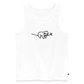 Motif animal du paresseux endormi sur une branche - Débardeur bio Premium Homme - blanc - Devant - Michal (187cm)