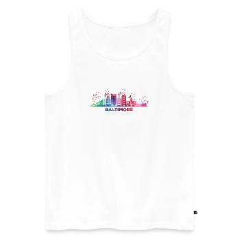Baltimorean Watercolor Skyline Baltimore - Men's Premium Organic Tank Top - white - Front - Michal (187cm)
