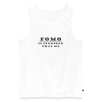 FOMO EST PLUS FORT QUE MOI - Débardeur bio Premium Homme - blanc - Devant - AI Model Male 178 light (178cm)