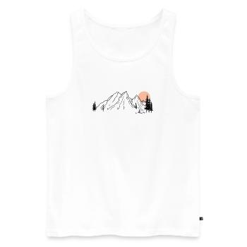 Sonnenaufgang Gebirgskette Illustration - Männer Premium Bio Tank Top - Weiß - Vorne - Michal (187cm)