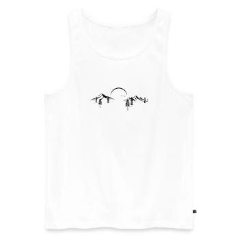 Mountain Peak Adventure Minimaliste Silhouette Art - Débardeur bio Premium Homme - blanc - Devant - AI Model Male 178 light (178cm)