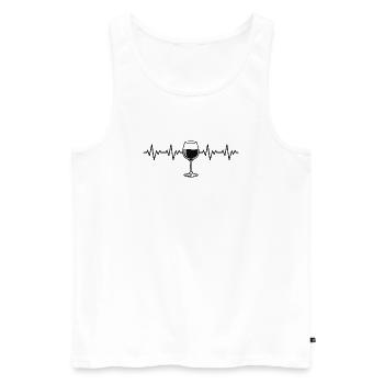 Wine glass, wine drinker, wine, red wine, ECG, heartbeat - Men's Premium Organic Tank Top - white - Front - Michal (187cm)