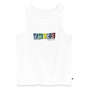 Dart,Darts Natur 2 - Männer Premium Bio Tank Top - Weiß - Vorne - Michal (187cm)