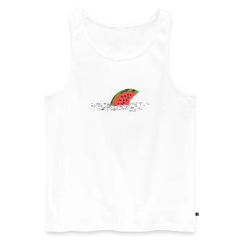 Melon Fin – Cute Shark on the Way - Men's Premium Organic Tank Top - white - Front - AI Model Male 178 light (178cm)