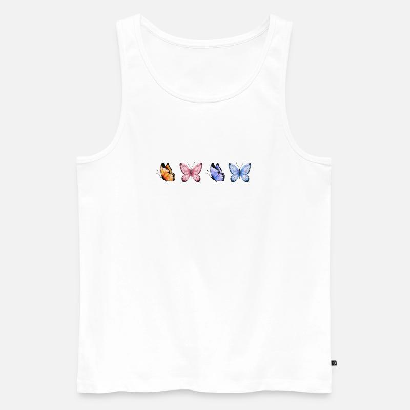 Bunte Schmetterlinge Quartet - Männer Premium Bio Tank Top - Weiß