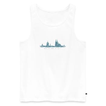 Köln am Rhein Kölner Skyline (Vintage Blau) - Männer Premium Bio Tank Top - Weiß - Vorne - AI Model Male 178 light (178cm)