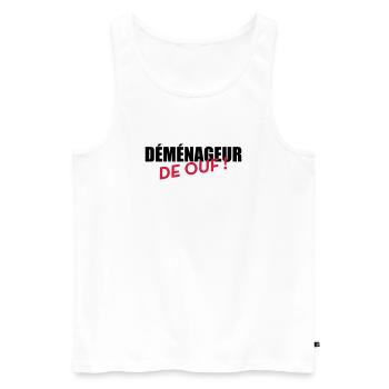 Déménageur / Déménagement / Déménager / Camion - Débardeur bio Premium Homme - blanc - Devant - AI Model Male 178 light (178cm)