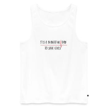 C'est une belle journée pour sauver des vies - Débardeur bio Premium Homme - blanc - Devant - AI Model Male 178 light (178cm)