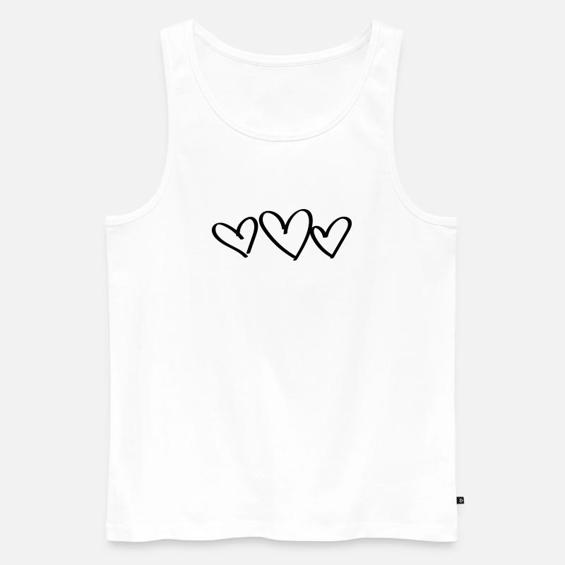 3 Herzen Liebe - Männer Premium Bio Tank Top - Weiß