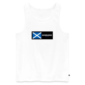 Edinburgh City with Scottish Flag - Men's Premium Organic Tank Top - white - Front - Michal (187cm)