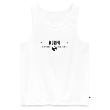 Stilisierte geografische Koordinaten auf Korfu - Männer Premium Bio Tank Top - Weiß - Vorne - AI Model Male 178 light (178cm)
