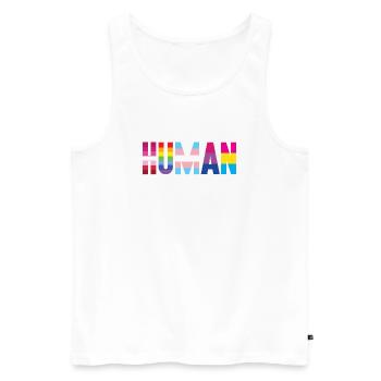 Mois de la fierté LGBT - Nous sommes tous humains - Débardeur bio Premium Homme - blanc - Devant - Michal (187cm)