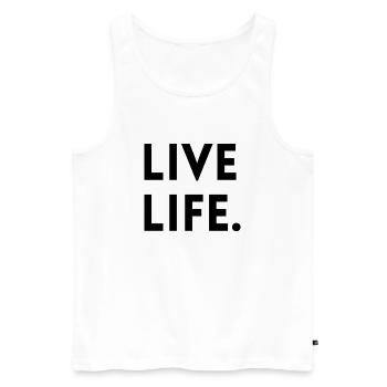 LIVE LIFE - Männer Premium Bio Tank Top - Weiß - Vorne - Michal (187cm)