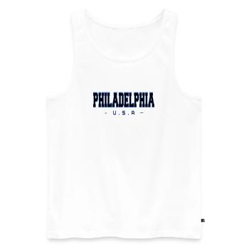 Philadelphia USA Blue Contour - Men's Premium Organic Tank Top - white - Front - AI Model Male 178 light (178cm)