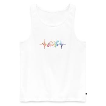 Living sea turtle with heartbeat motif - Men's Premium Organic Tank Top - white - Front - Michal (187cm)