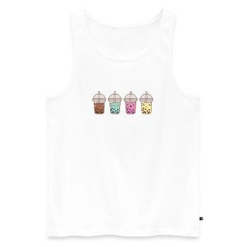 cute kawaii bubble tea boba tea - Männer Premium Bio Tank Top - Weiß - Vorne - Michal (187cm)