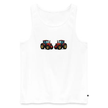 Traktor - Männer Premium Bio Tank Top - Weiß - Vorne - Michal (187cm)