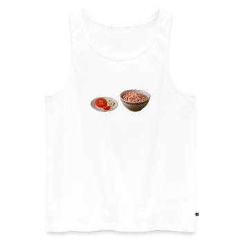 Tomaten Salat mit Schmand - Männer Premium Bio Tank Top - Weiß - Vorne - AI Model Male 178 light (178cm)