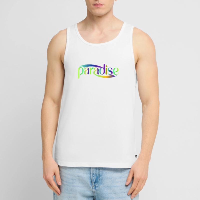 Paradise Rainbow Script Design Men's Premium Organic Tank Top
