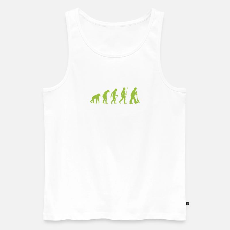 Evolution - vom Urmensch zum Gartenfreund - Männer Premium Bio Tank Top - Weiß