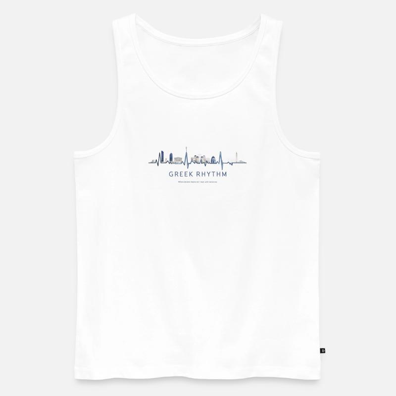 Griechischer Skyline-Herzschlag - Männer Premium Bio Tank Top - Weiß