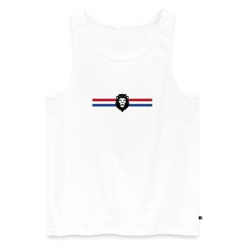 Niederlande - Pays-Bas - Pays-Bas - Lion Löwe - Débardeur bio Premium Homme - blanc - Devant - Michal (187cm)