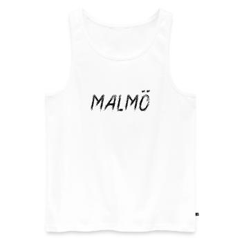 Malmö Suède Style Grunge Pinceau Noir - Débardeur bio Premium Homme - blanc - Devant - Michal (187cm)