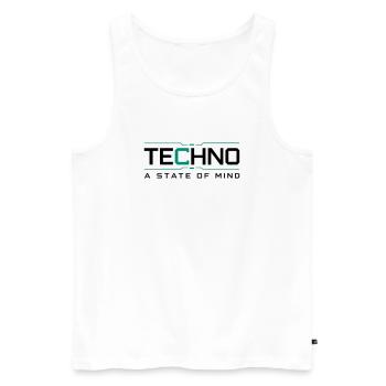 Techno - Un état d’esprit - Débardeur bio Premium Homme - blanc - Devant - Michal (187cm)