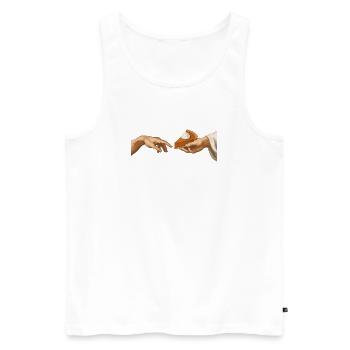 Kürbiskuchen Die Entstehung Lustiger Kürbiskuchen - Männer Premium Bio Tank Top - Weiß - Vorne - Michal (187cm)